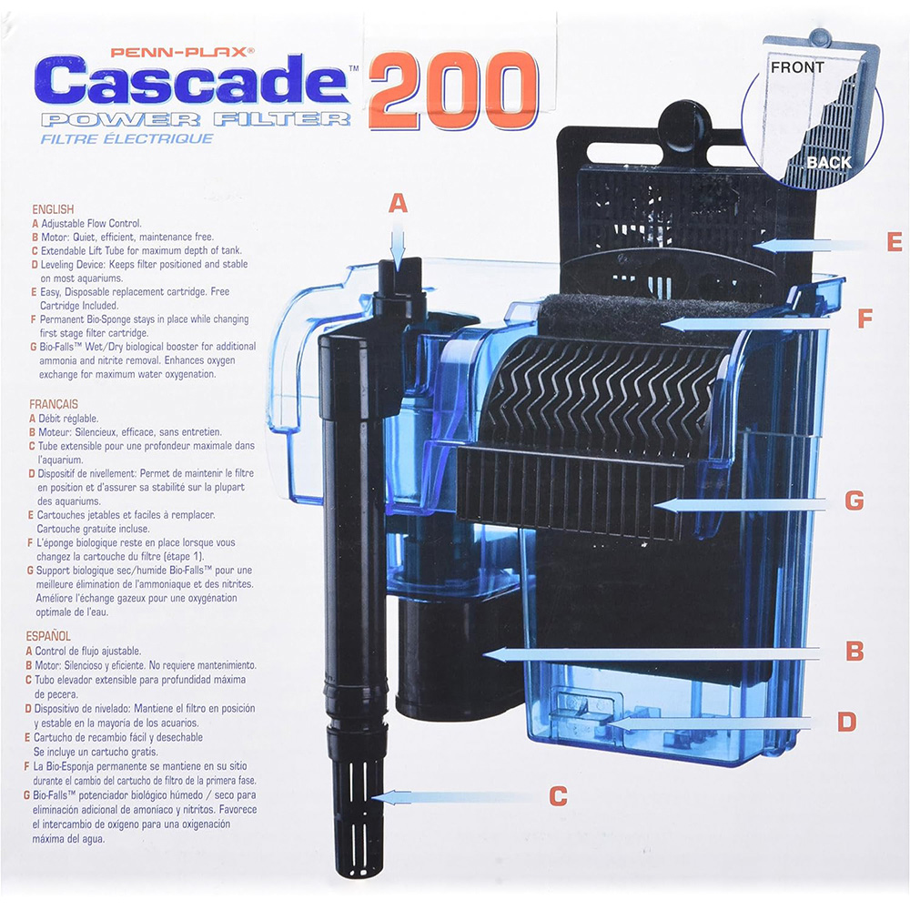 Penn-Plax eOrder | Cascade™ 200 Hang-on Filter - 185 gph - Up to 55 Gallons