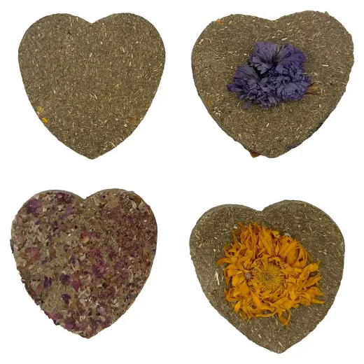 Timothy Hay Flower Chew 4 Pcs W/ Dried Fruit/Veg